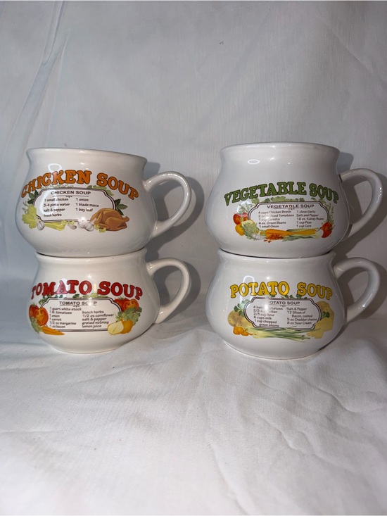 Other - Vintage Dat’l Do-It Inc Recipe Soup Mugs Set of 4 -